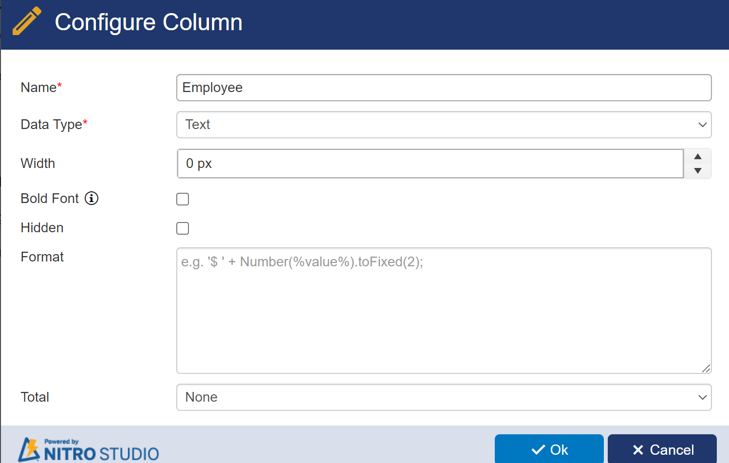 configure new column in list rollup