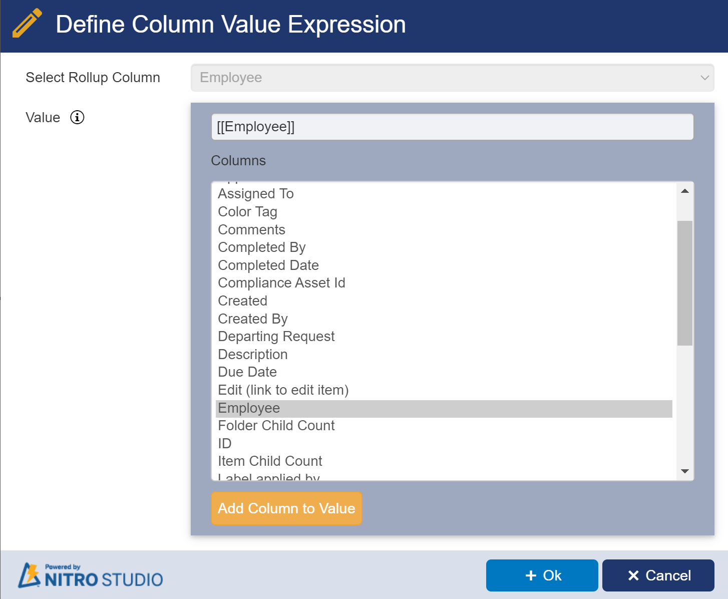 Employee column mapping in list rollup