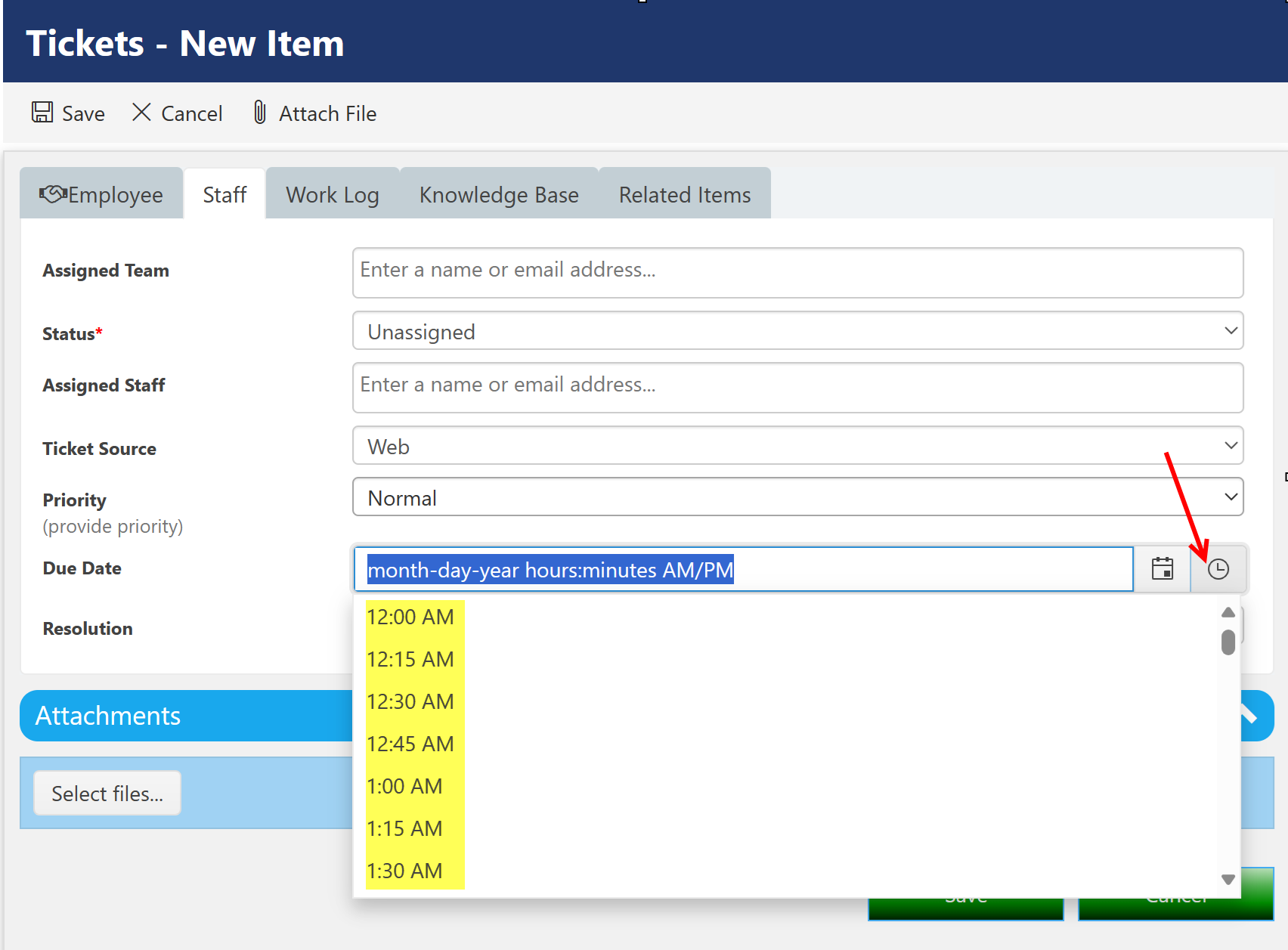 Time picker interval