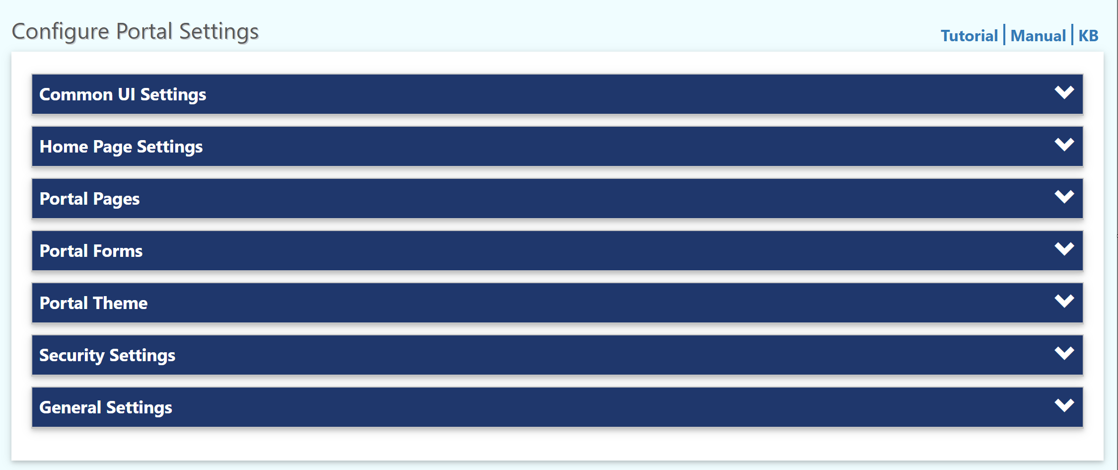 portal settings page