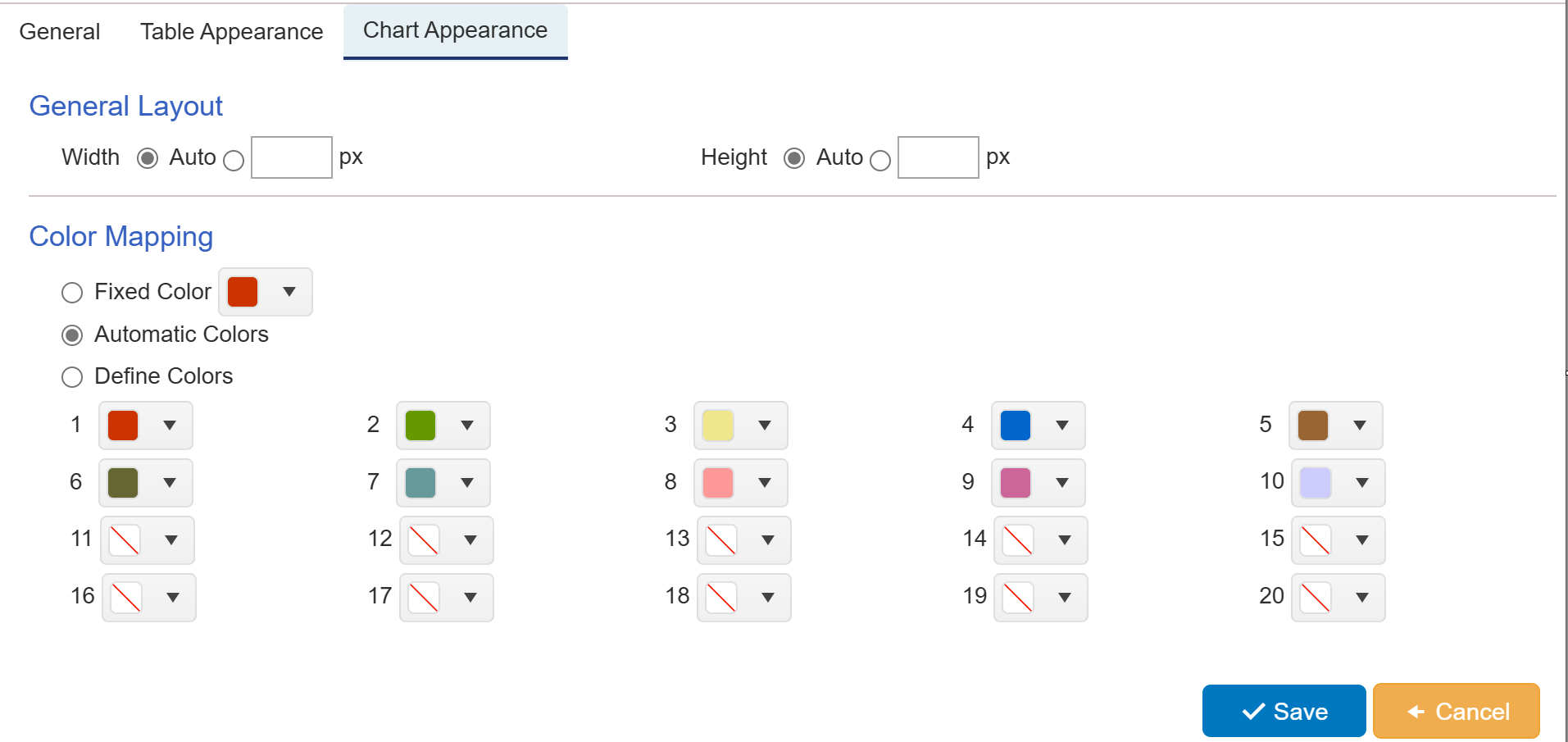 Report theme Chart Appearence