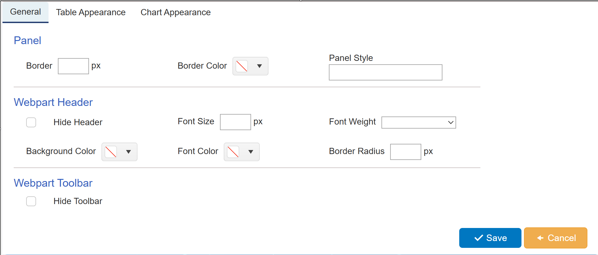 General theme settings