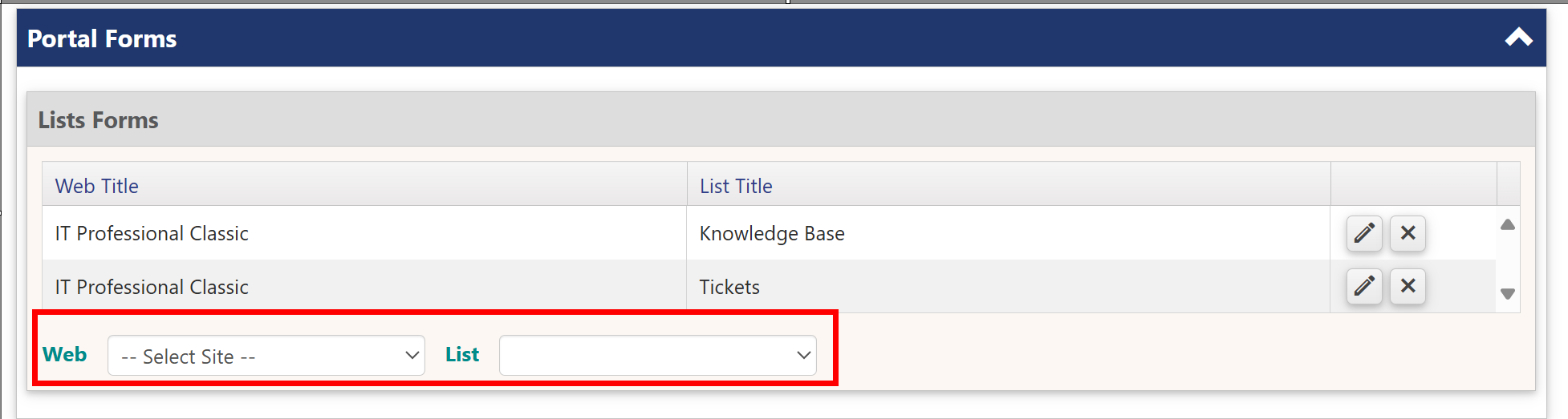 configure display form in portal forms