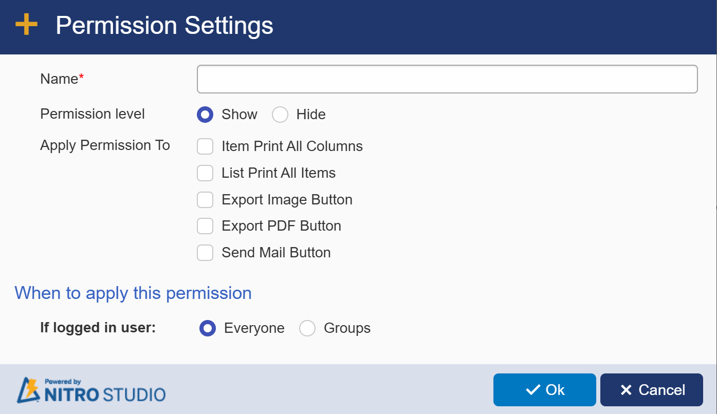 Permissions settings