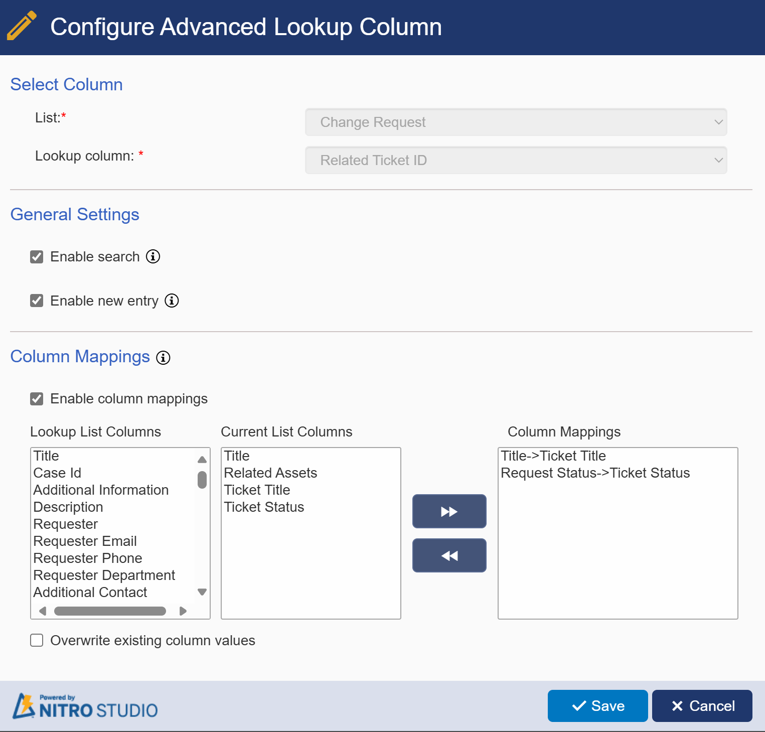 advanced lookup configuration for example