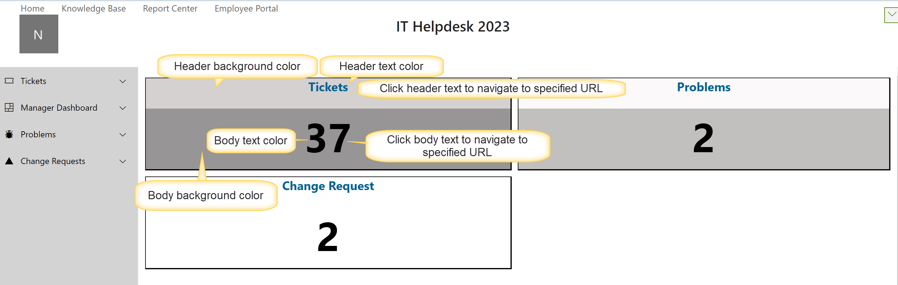 Sample output of amange tile configuration