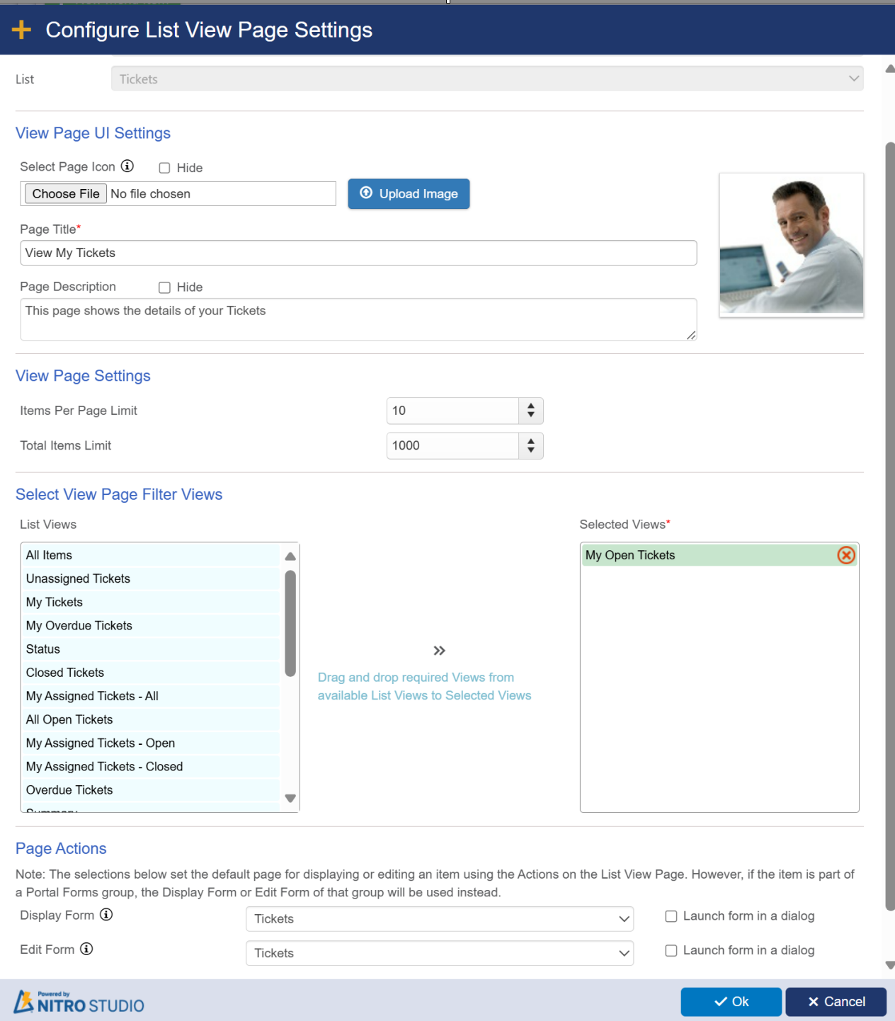 list view page for display form