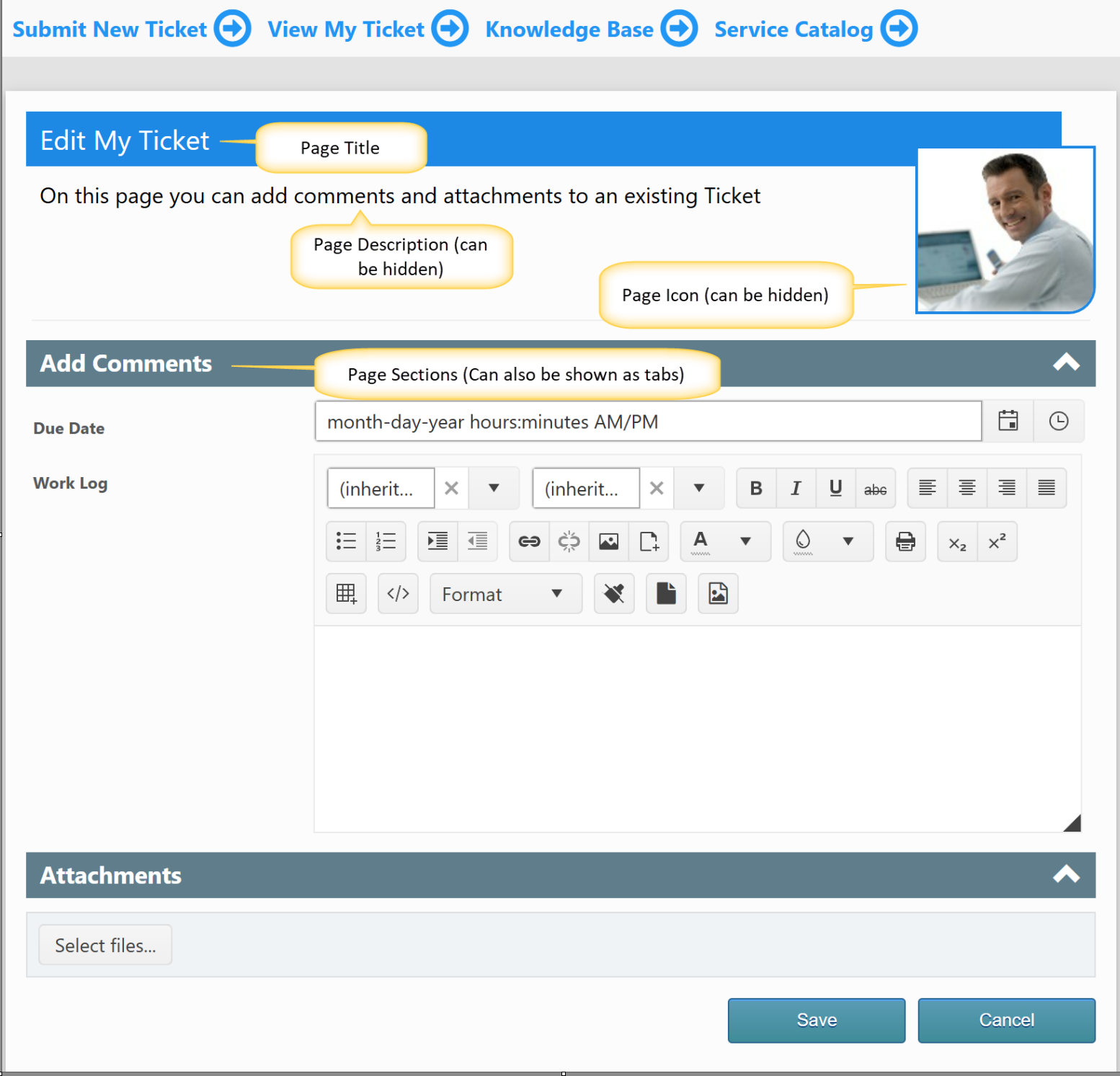 Edit form of view ticket