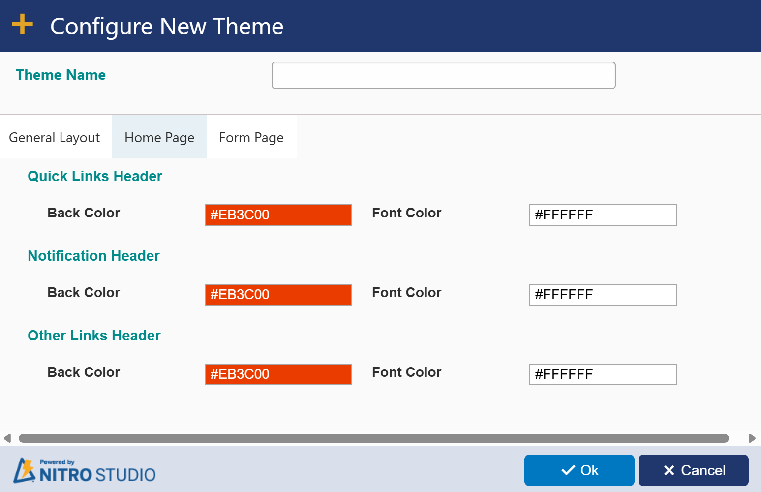 Home Page theme settings