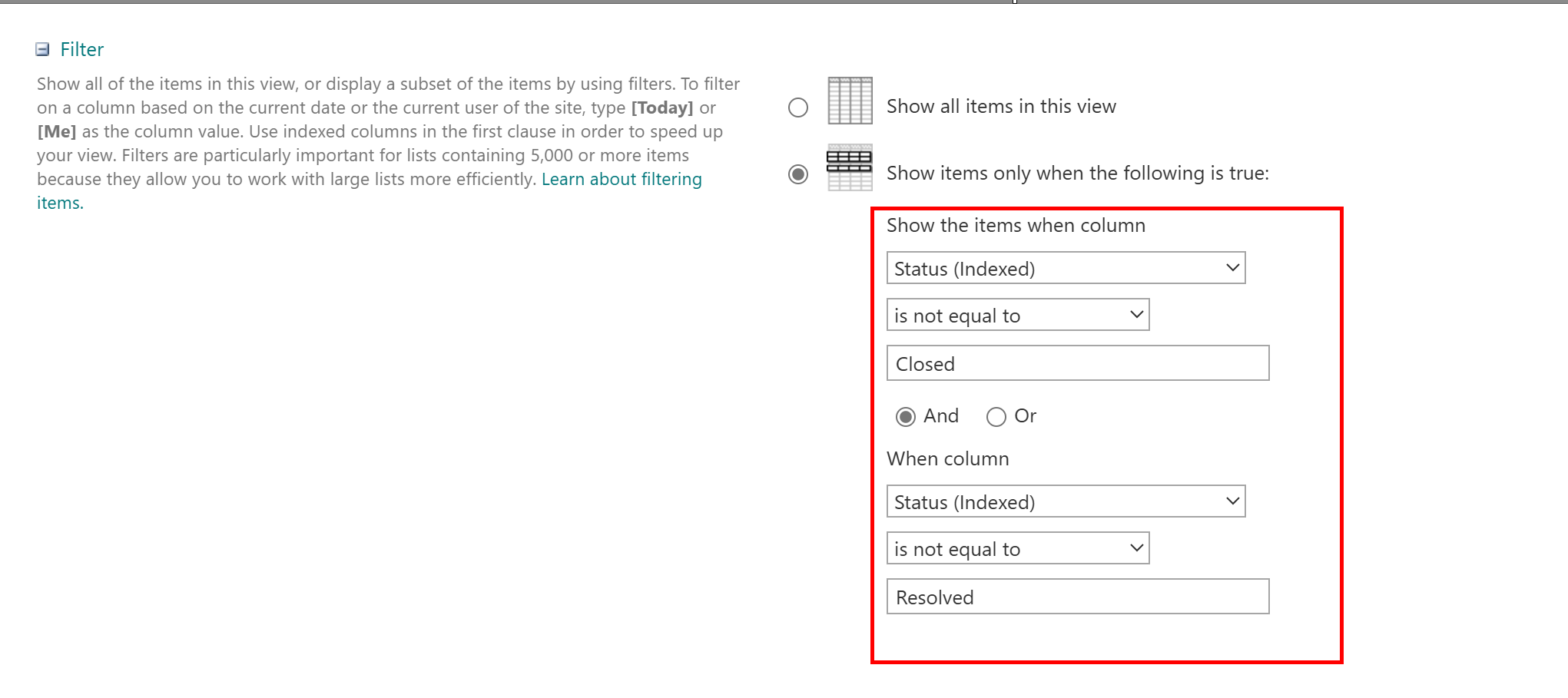 view filter for open tickets