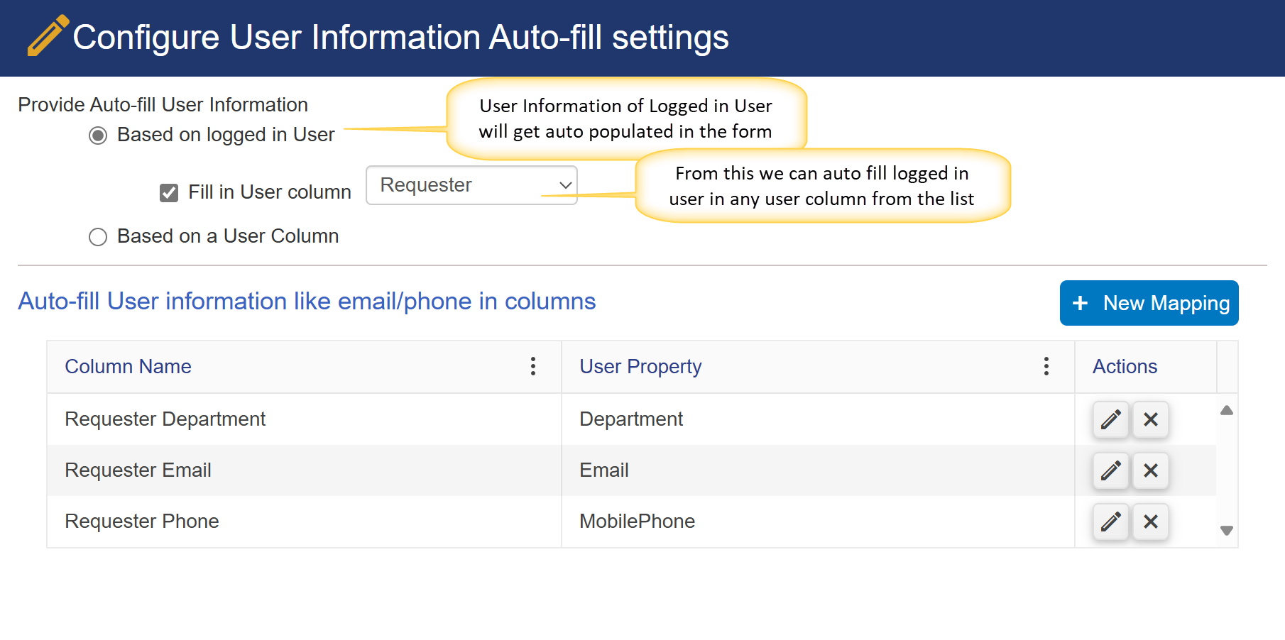 based on user information