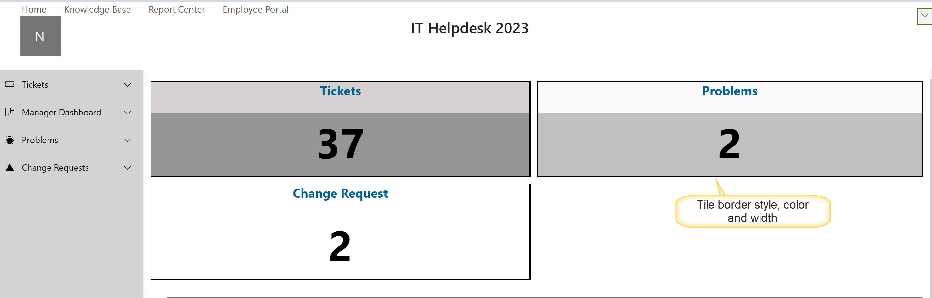 Border output in manage tiles