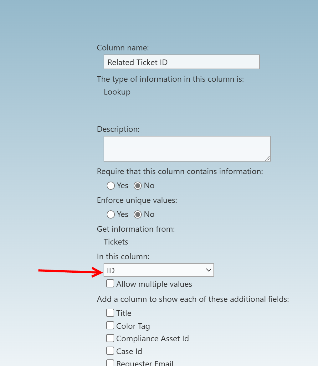 Related ticket id column setting