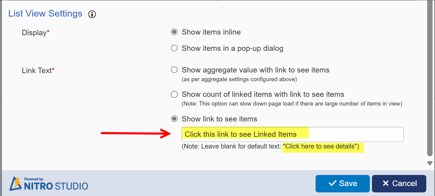 custom link text setting