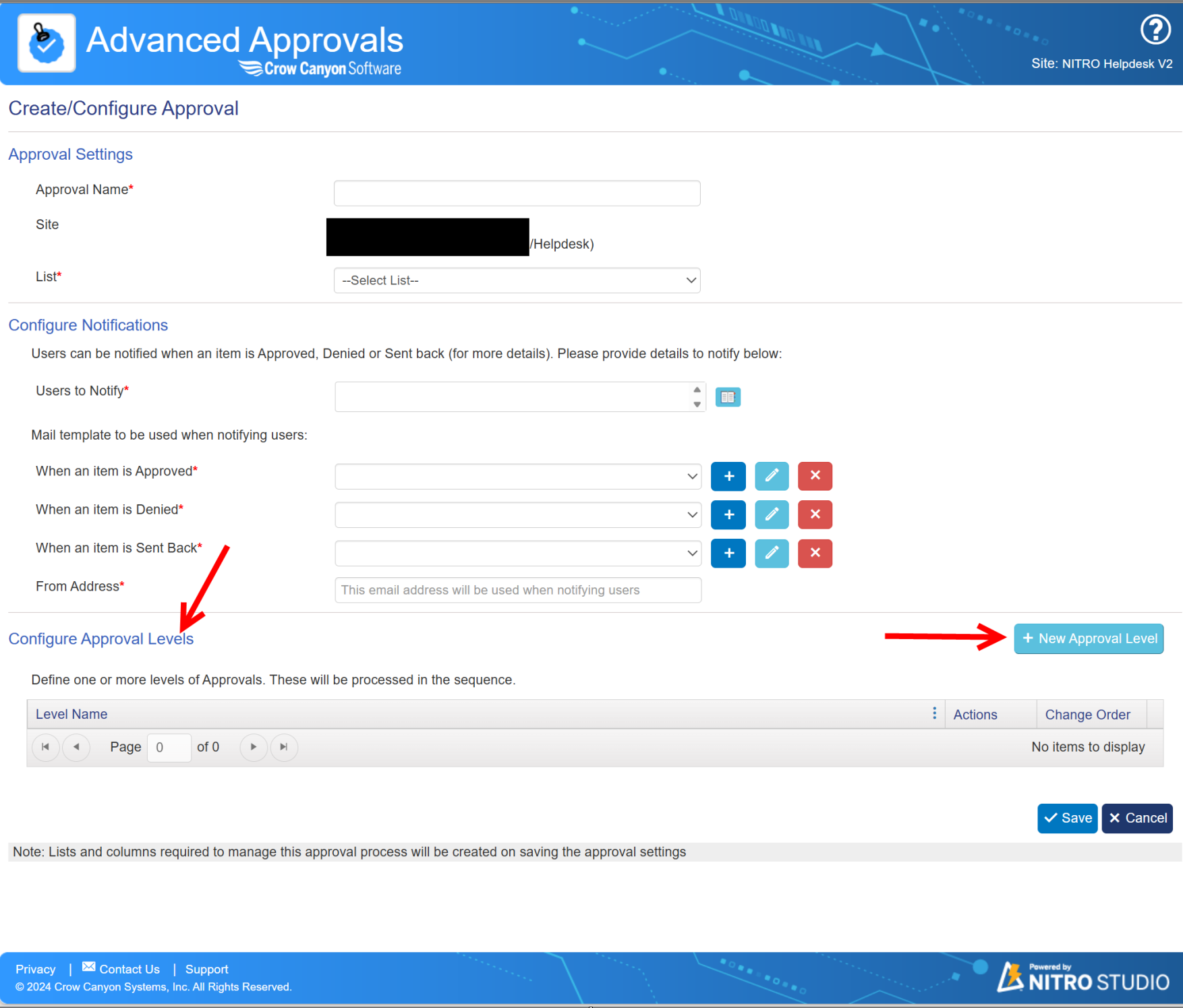 configure approval level in advanced approval