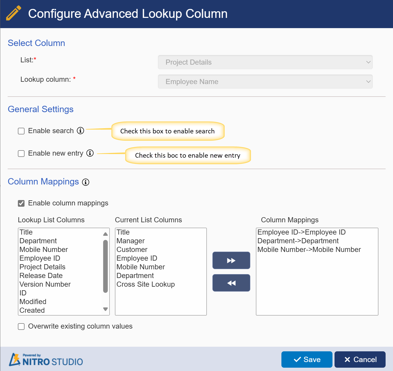 Example configuration