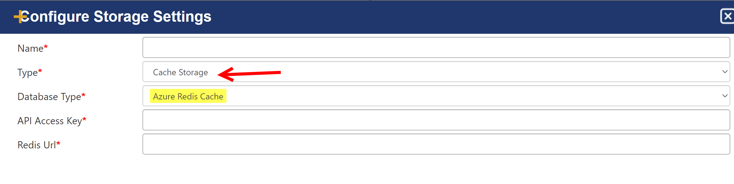 Cache storage database