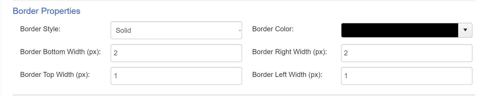 Border layout in manage tiles