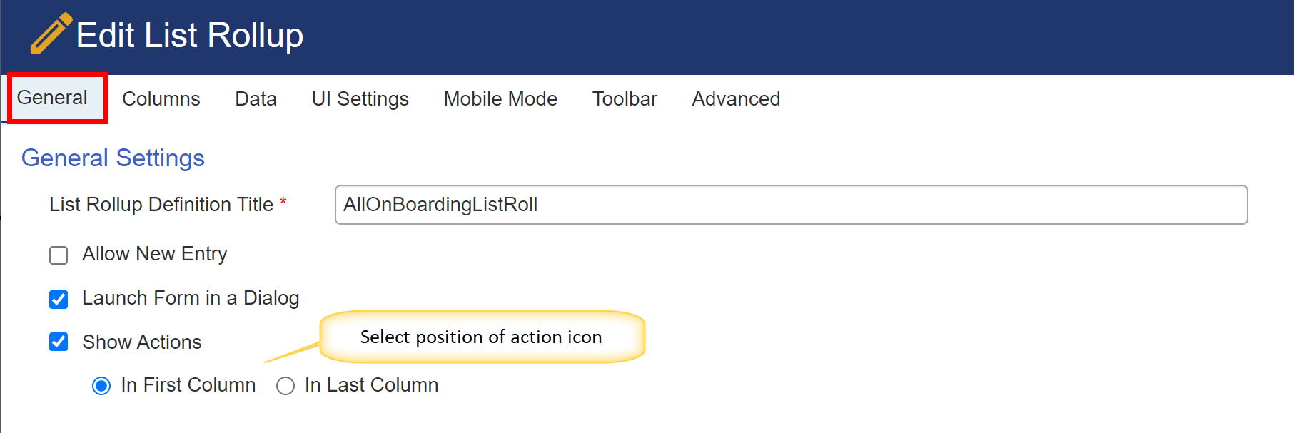 general setting of list rollup