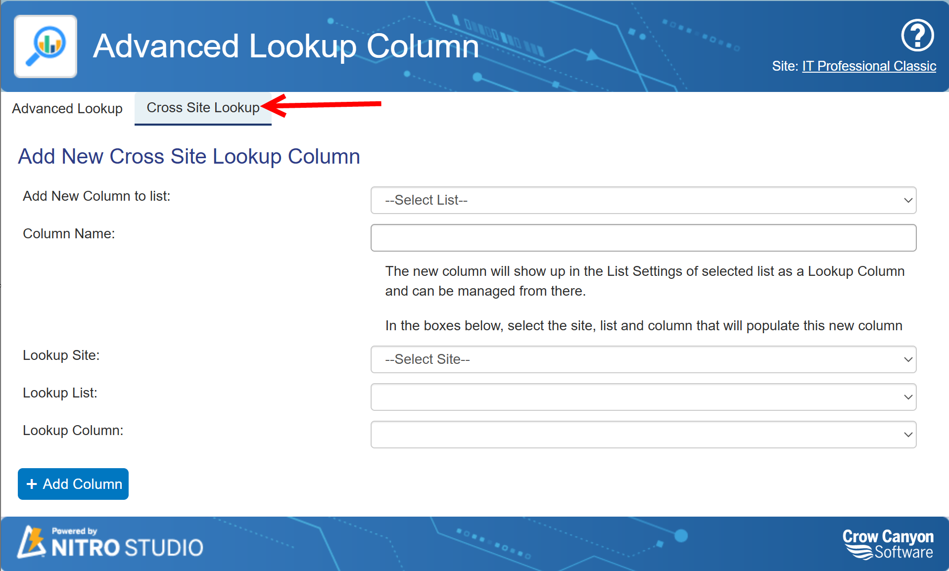 Configure cross site lookup column