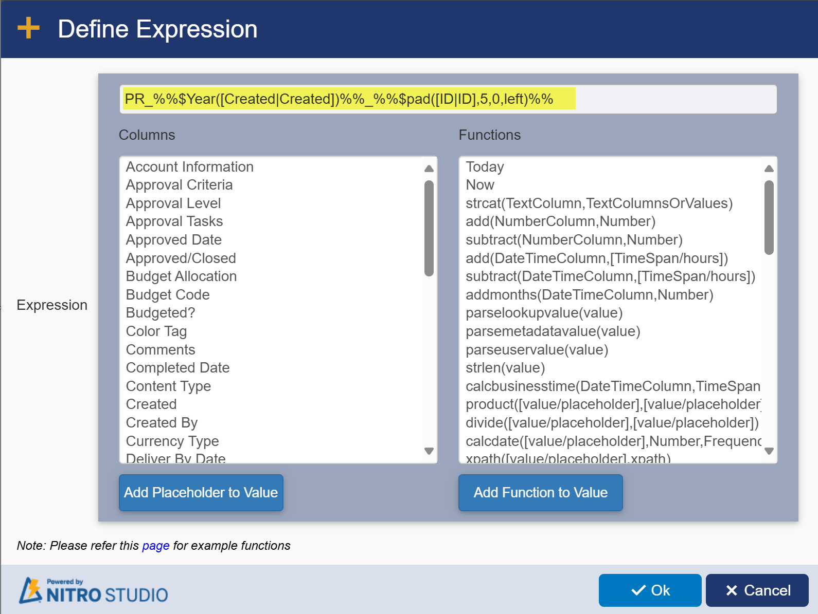 Pad function in ID column