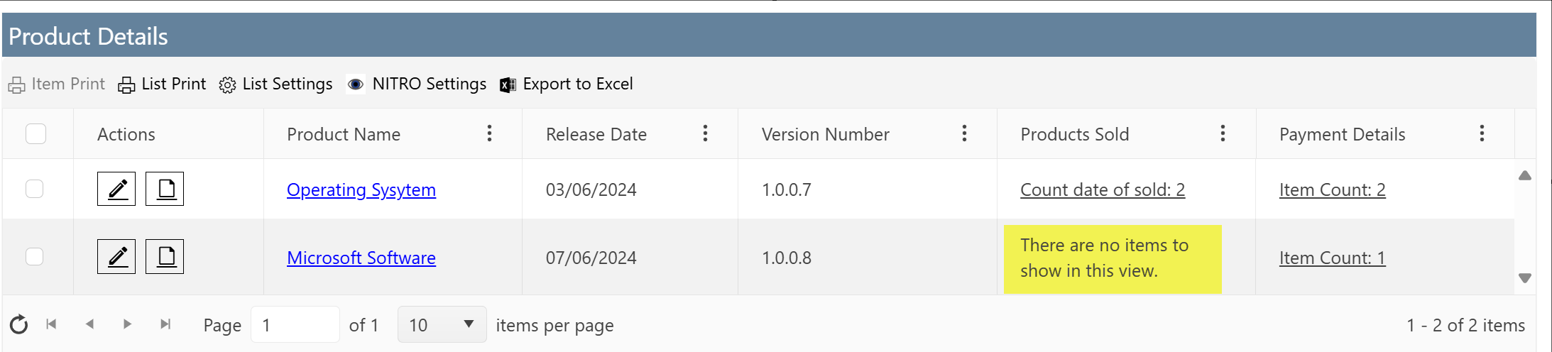 extended settings output for linked item