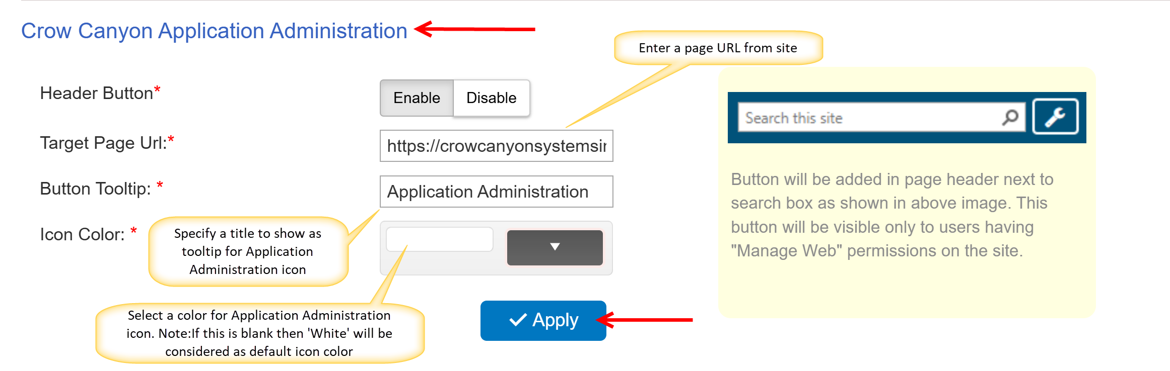 administration settings in branding