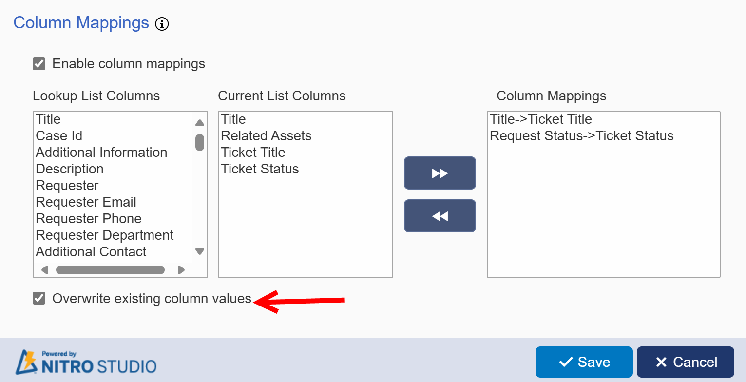 Overwrite existing settings in advanced lookup