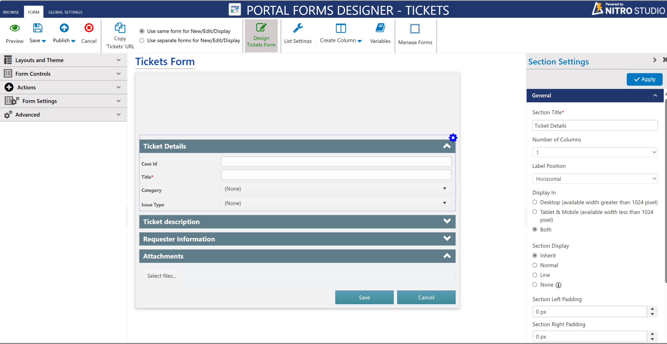 New portal form configuration