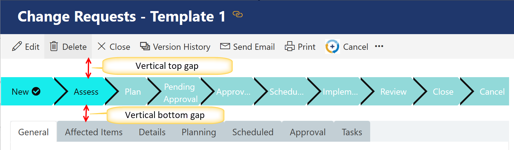 Vertical gap in choice bar